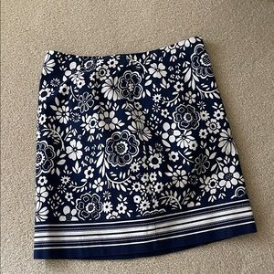 Navy Floral Pencil Skirt